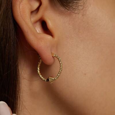 Dorika Toplu Halka Altın Küpe - 1