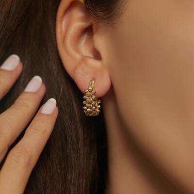 Dorika Toplu Halka Altın Küpe - 3