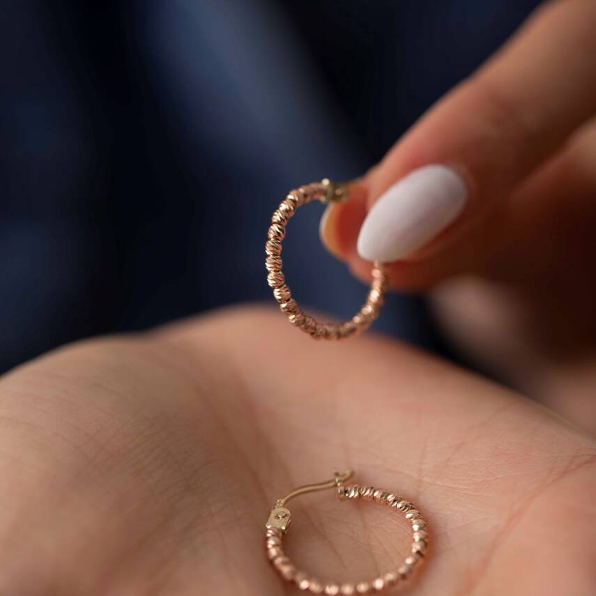 Dorika Toplu Rose Altın Halka Küpe - Semih Haşhaş Kuyumculuk (1)