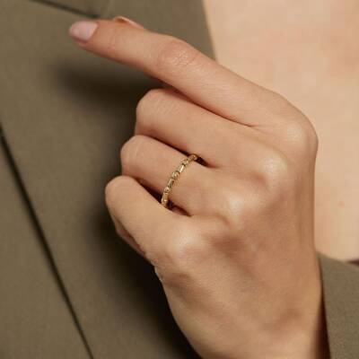 Dorika Toplu Şerit Minimal Altın Yüzük - 1