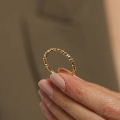 Dorika Toplu Şerit Minimal Altın Yüzük - 2