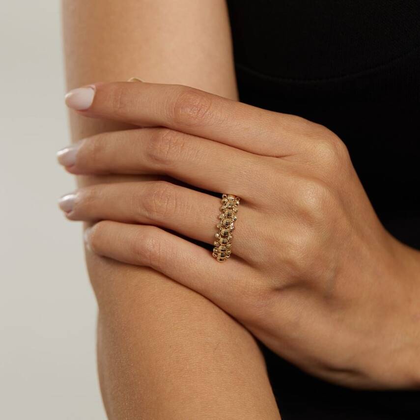 Dorika Toplu Tasarım Altın Yüzük - 1