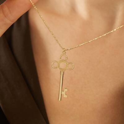Dorika Zincirli Anahtar Altın Kolye - 2