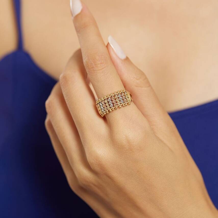 Dört Sıra Dorika Toplu Altın Yüzük - Semih Haşhaş Kuyumculuk (1)