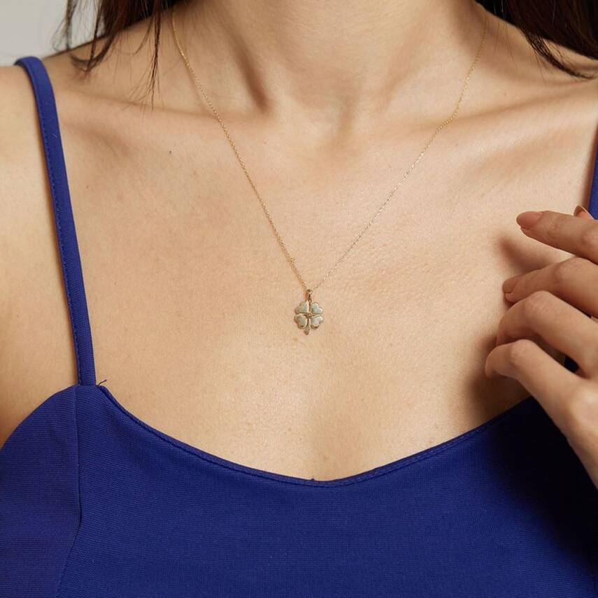 Dört Yapraklı Yonca Altın Kolye - 1