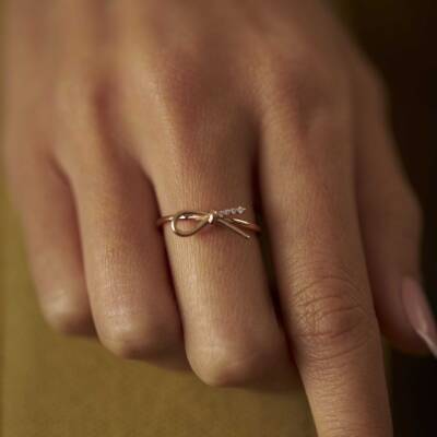 Düğüm Taş Detaylı Altın Yüzük - 1