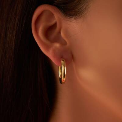 Düz Halka Altın Küpe - 1