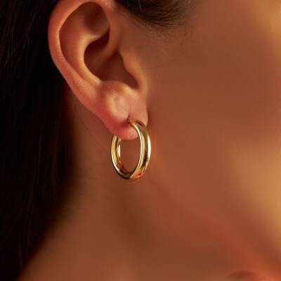 Düz Halka Altın Küpe - 2