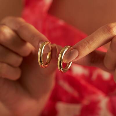 Düz Halka Altın Küpe - 3