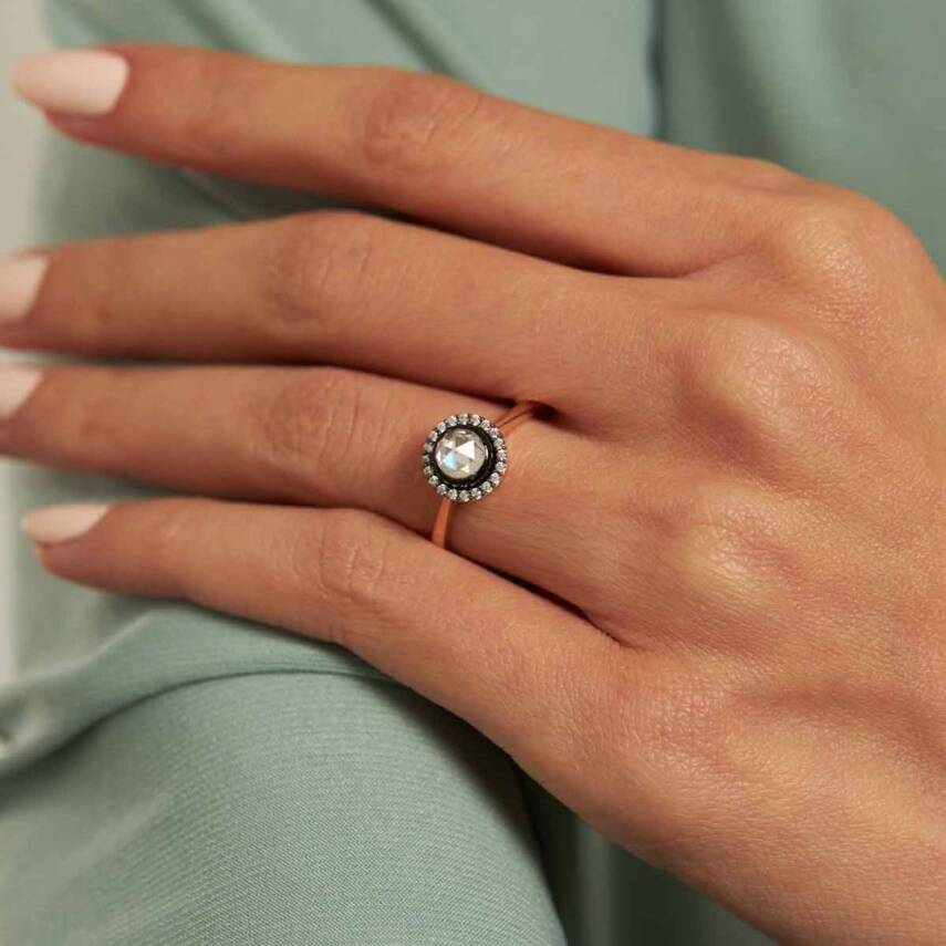 Eskitme Oval Taşlı Altın Yüzük - Semih Haşhaş Kuyumculuk