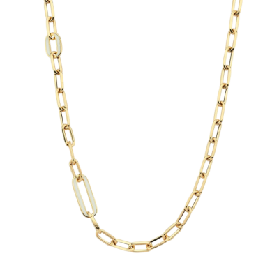 Eterna Beyaz Mineli Cetaş Altın Zincir Kolye - 1