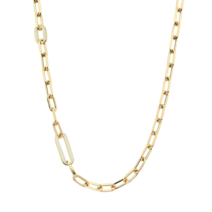 Eterna Beyaz Mineli Cetaş Altın Zincir Kolye - Cetaş 