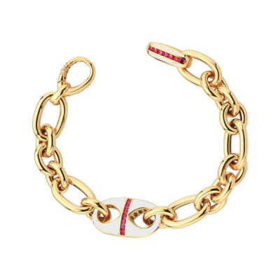 Eterna Beyaz Mineli Magenta Taşlı Cetaş Altın Bileklik - 1