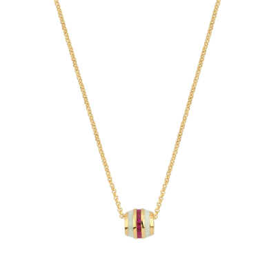 Eterna Beyaz Mineli Magenta Taşlı Zincir Cetaş Altın Kolye - Cetaş 