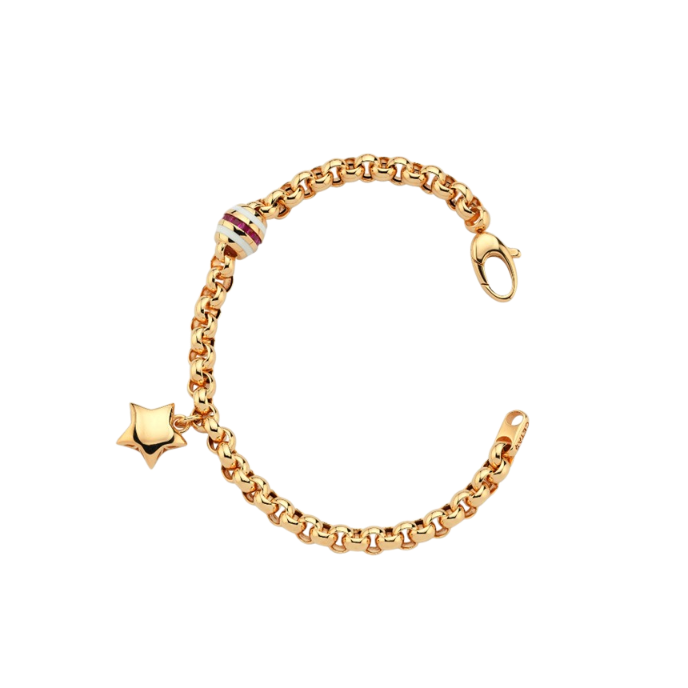 Eterna Beyaz Mineli Yıldız Sallantılı Cetaş Altın Bileklik - Cetaş 