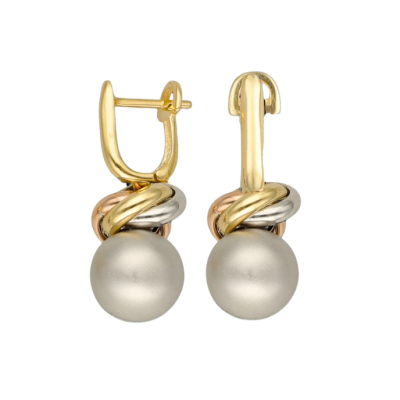 Eterna Düğüm Detaylı İnci Cetaş Altın Küpe - 1