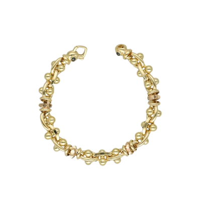 Eterna Geometrik Figürlü Zincir Cetaş Altın Bileklik - 1