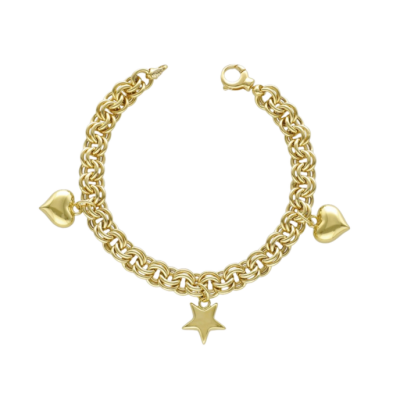 Eterna Kalp - Yıldız Sallantılı Cetaş Altın Bileklik - 1