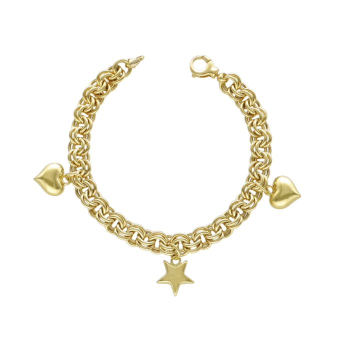 Eterna Kalp - Yıldız Sallantılı Cetaş Altın Bileklik - Cetaş 