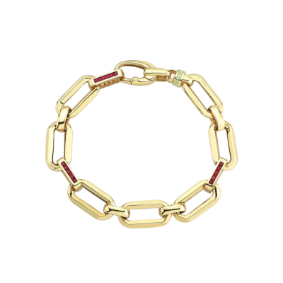 Eterna Kırmızı Taşlı Zincir Cetaş Altın Bileklik - 1