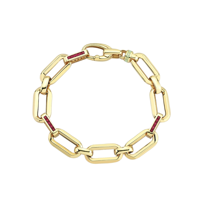 Eterna Kırmızı Taşlı Zincir Cetaş Altın Bileklik - Cetaş 