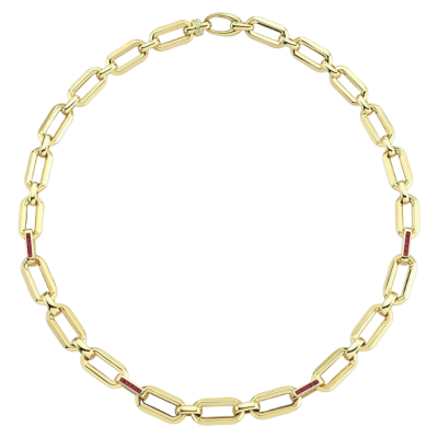 Eterna Kırmızı Taşlı Zincir Cetaş Altın Kolye - 1