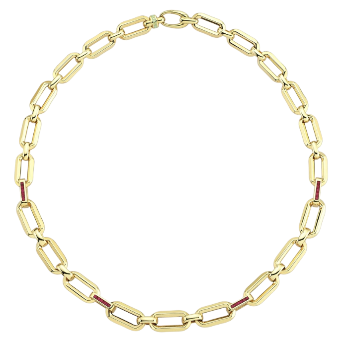 Eterna Kırmızı Taşlı Zincir Cetaş Altın Kolye - Cetaş 