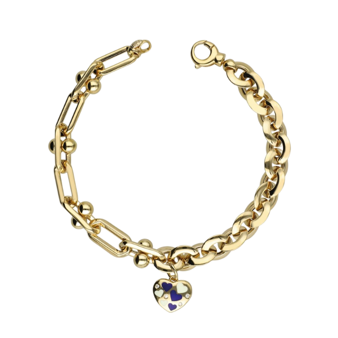 Eterna Lacivert - Beyaz Mineli Cetaş Altın Bileklik - Cetaş 