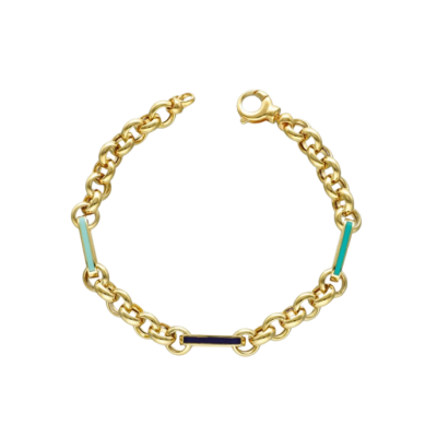 Eterna Lacivert - Mavi Mineli Cetaş Altın Bileklik - 1