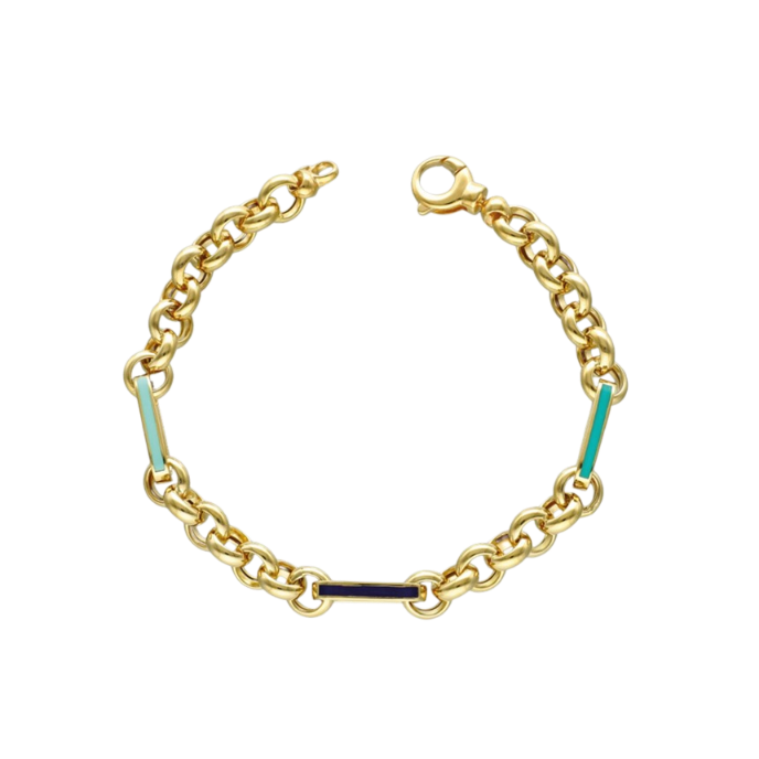 Eterna Lacivert - Mavi Mineli Cetaş Altın Bileklik - Cetaş 