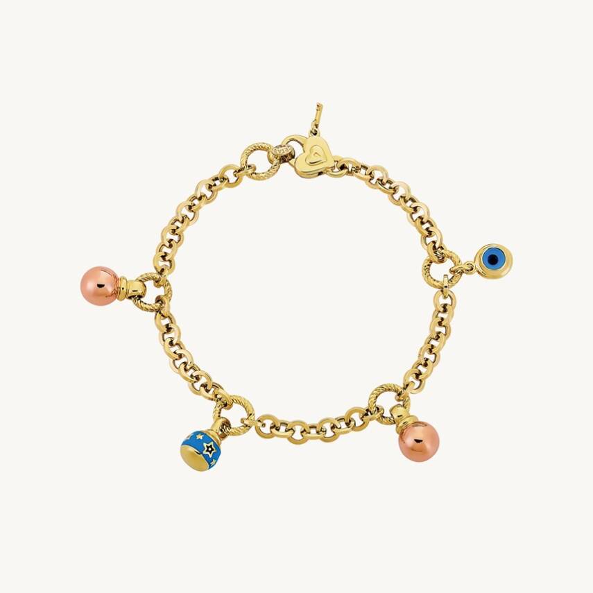 Eterna Lacivert Mineli Cetaş Altın Bileklik - Cetaş 