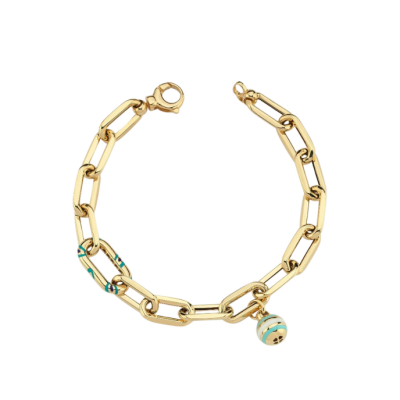 Eterna Lacivert Mineli Zincir Cetaş Altın Bileklik - 1