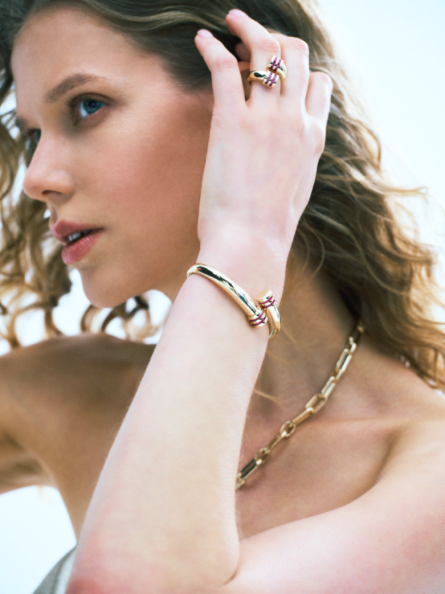 Eterna Magenta Taşlı Cetaş Altın Kelpçe - 2