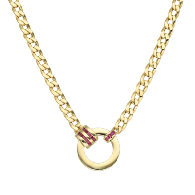 Eterna Magenta Taşlı Halka Cetaş Altın Kolye - Cetaş 