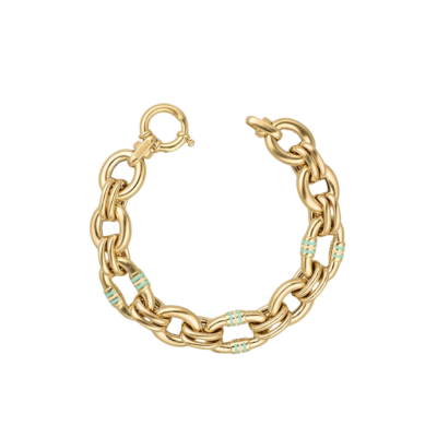 Eterna Mavi Çizgi Mineli Zincir Cetaş Altın Bileklik - 1