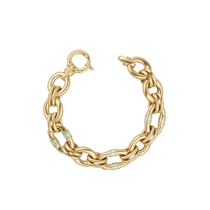 Eterna Mavi Çizgi Mineli Zincir Cetaş Altın Bileklik - Cetaş 