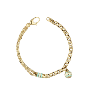 Eterna Mavi Mineli Çift Zincir Cetaş Altın Bileklik - 1