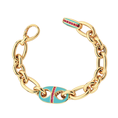 Eterna Mavi Mineli Magenta Taşlı Cetaş Altın Bileklik - 1