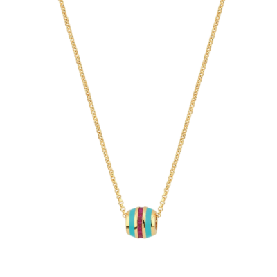 Eterna Mavi Mineli Magenta Taşlı Zincir Cetaş Altın Kolye - Cetaş 