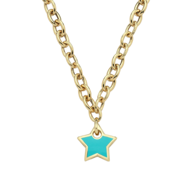 Eterna Mavi Mineli Yıldız Cetaş Altın Kolye - 1