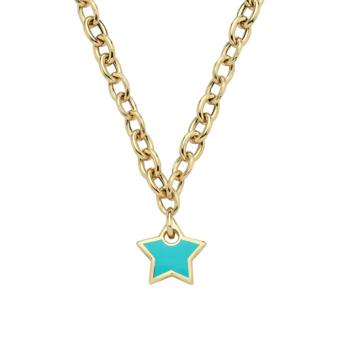 Eterna Mavi Mineli Yıldız Cetaş Altın Kolye - Cetaş 