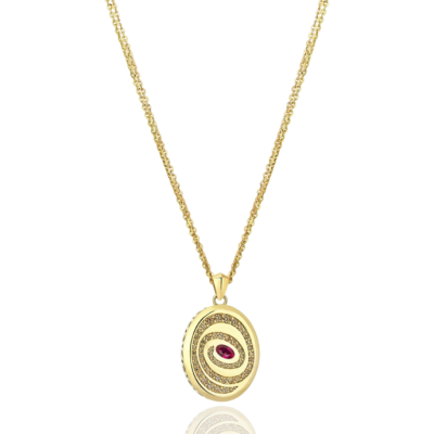 Eterna Pembe Taşlı Göz Cetaş Altın Kolye - Cetaş 