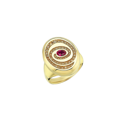 Eterna Pembe Taşlı Göz Cetaş Altın Yüzük - Cetaş 