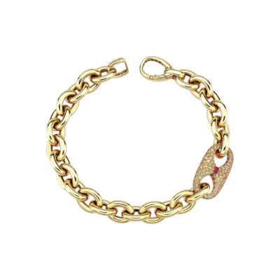 Eterna Renkli Taşlı Zincir Cetaş Altın Bileklik - 1