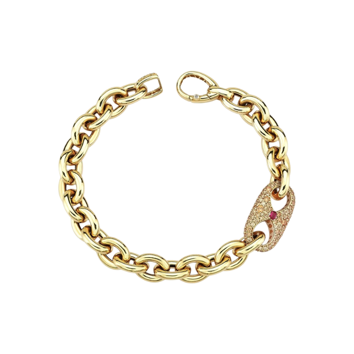 Eterna Renkli Taşlı Zincir Cetaş Altın Bileklik - Cetaş 