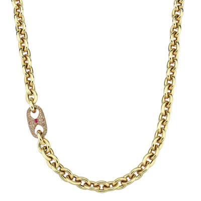 Eterna Renkli Taşlı Zincir Cetaş Altın Kolye - 1