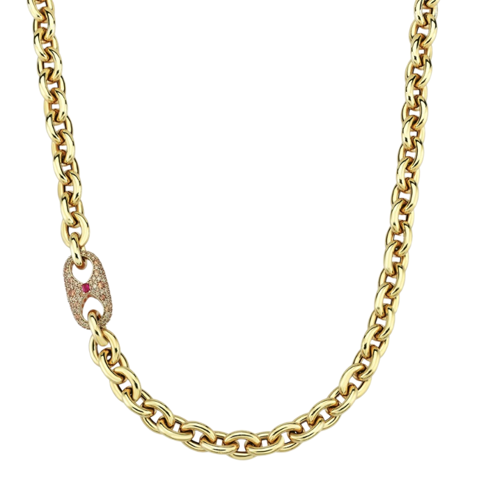 Eterna Renkli Taşlı Zincir Cetaş Altın Kolye - Cetaş 