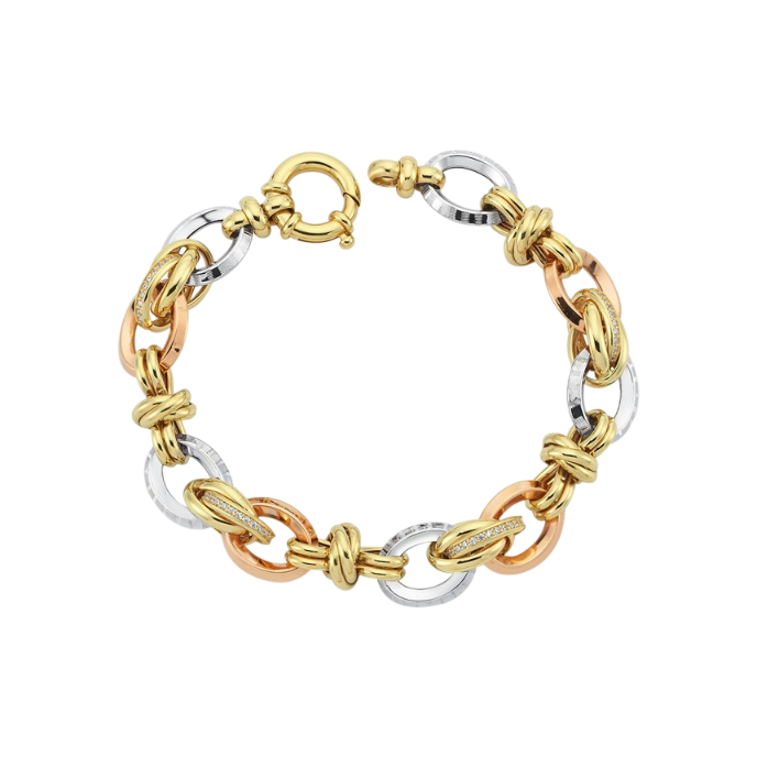 Eterna Sarı-Beyaz-Rose Altın Cetaş Bileklik - Cetaş 