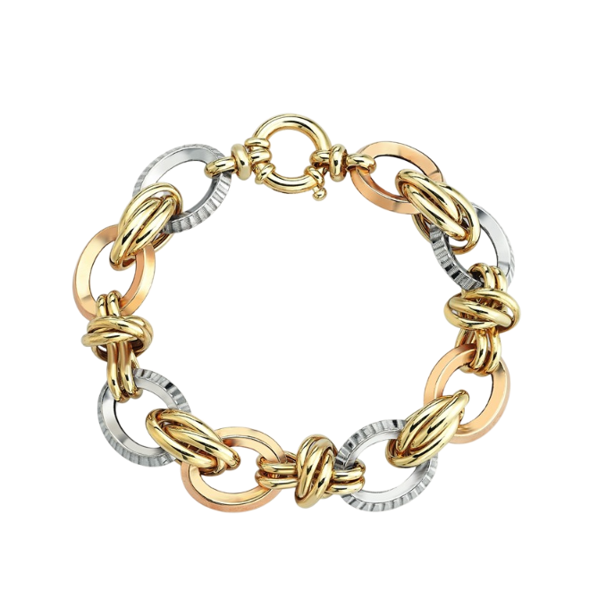 Eterna Sarı-Beyaz-Rose Altın Düğüm Cetaş Altın Bileklik - Cetaş 