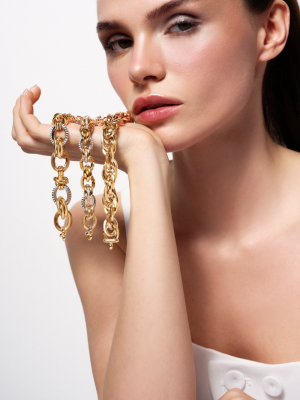 Eterna Sarı-Beyaz-Rose Altın Düğüm Cetaş Altın Bileklik - 2